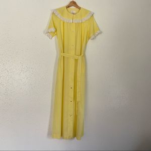 Vintage Loungees Nightgown / Robe | SM-M | 1950’s | 1960’s | Yellow | Lace |